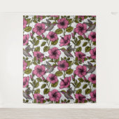 Hummingvögel und rosa Hibiskus Blume Wandteppich (Vorderseite)