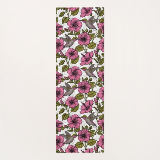Hummingvögel und rosa Hibiskus Blume Yogamatte (Rückseite)