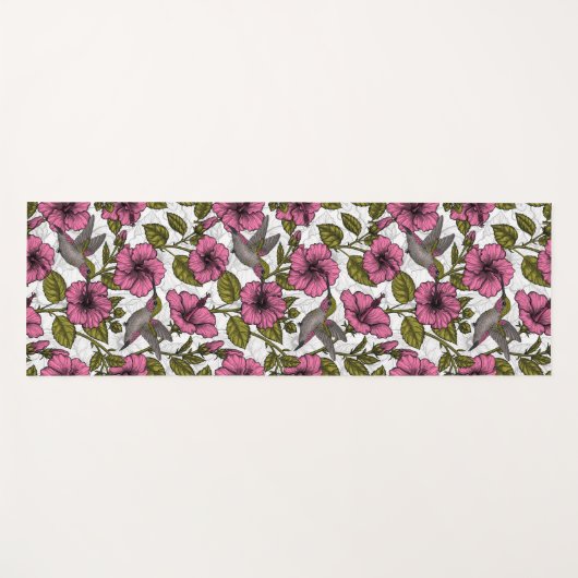 Hummingvögel und rosa Hibiskus Blume Yogamatte (Vorderseite (Horizontal))