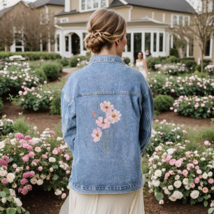 Hummingvogel und rosa Kosmos Jeansjacke