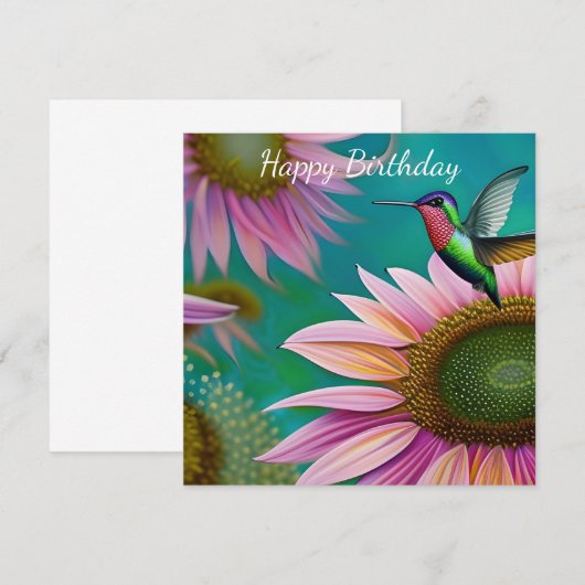 Hummingvogel und rosa Sonnenblumen (Vorne/Hinten)