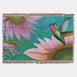 Hummingvogel und rosa Sonnenblumen Decke