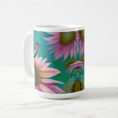 Hummingvogel und rosa Sonnenblumen Kaffeetasse (Vorderseite Links)