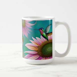 Hummingvogel und rosa Sonnenblumen Kaffeetasse