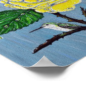 Hummingvogel und Rose in Regenschmerzen Poster (Ecke)