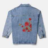 Hummingvogel und Rote Rosen Jeansjacke (Rückseite)