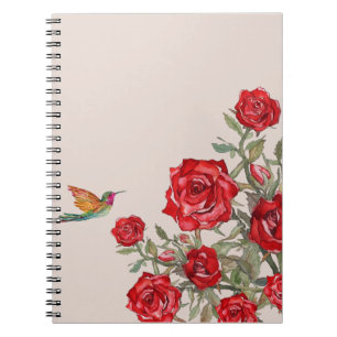 Hummingvogel und Rote Rosen Notizblock