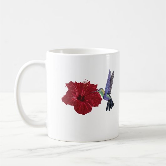 Hummingvogel und Roter Hibiskus Kaffeetasse (Links)