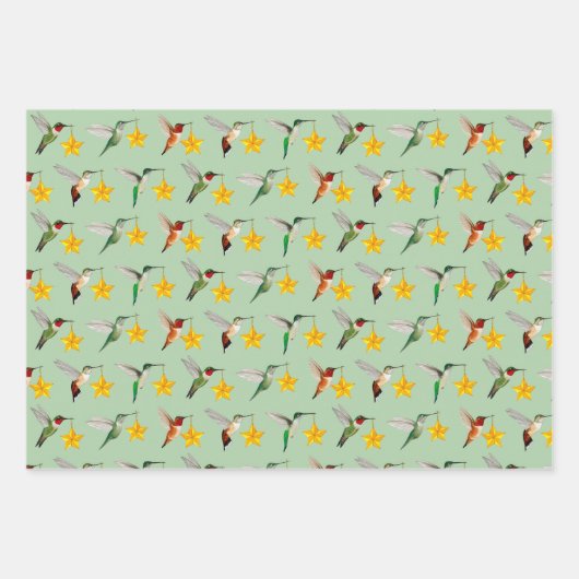 Hummingvögel und Sterne Geschenkpapier Set (Vorderseite 2)