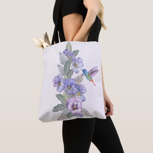 Hummingvogel und Stiefmütterchen Tasche (Von Nahem)