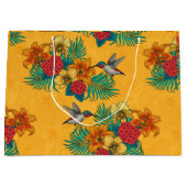 Hummingvögel und tropischer Strauß in Gelb Große Geschenktüte (Vorderseite)