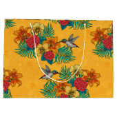 Hummingvögel und tropischer Strauß in Gelb Große Geschenktüte (Rückseite)