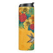 Hummingvögel und tropischer Strauß in Gelb Thermosbecher (Nach links gedreht)