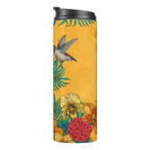 Hummingvögel und tropischer Strauß in Gelb Thermosbecher (Nach rechts gedreht)