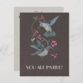Hummingvögel und Wein Einladung (Vorne/Hinten)