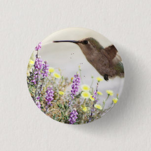 Hummingvogel und Wildblumen Digitale Kunst Button