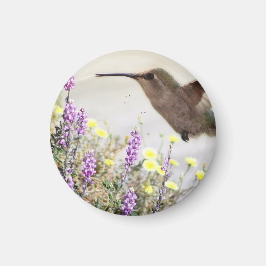 Hummingvogel und Wildblumen Digitale Kunst Magnet (Vorne)