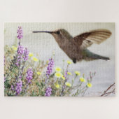Hummingvogel und Wildblumen Digitale Kunst Puzzle (Horizontal)