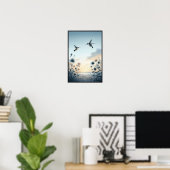 Hummingvögel und Wildblumen mit optionalem Rahmen Poster (Heimbüro)