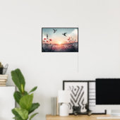 Hummingvögel und Wildblumen mit optionalem Rahmen Poster (Heimbüro)