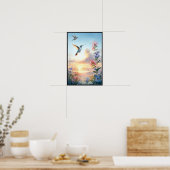 Hummingvögel und Wildblumen mit optionalem Rahmen Poster (Küche)