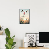 Hummingvögel und Wildblumen mit optionalem Rahmen Poster (Heimbüro)