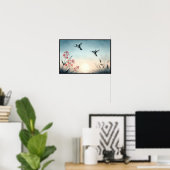 Hummingvögel und Wildblumen mit optionalem Rahmen Poster (Heimbüro)