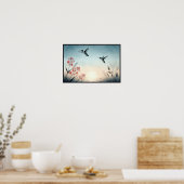 Hummingvögel und Wildblumen mit optionalem Rahmen Poster (Küche)