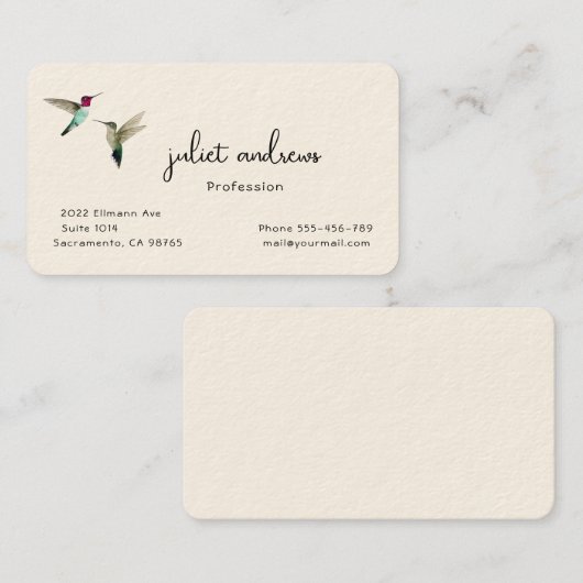 Hummingvogel Visitenkarte (Vorne/Hinten)