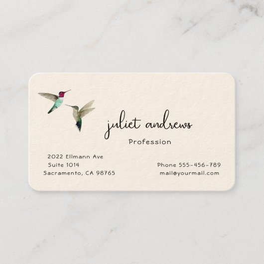 Hummingvogel Visitenkarte (Vorderseite)