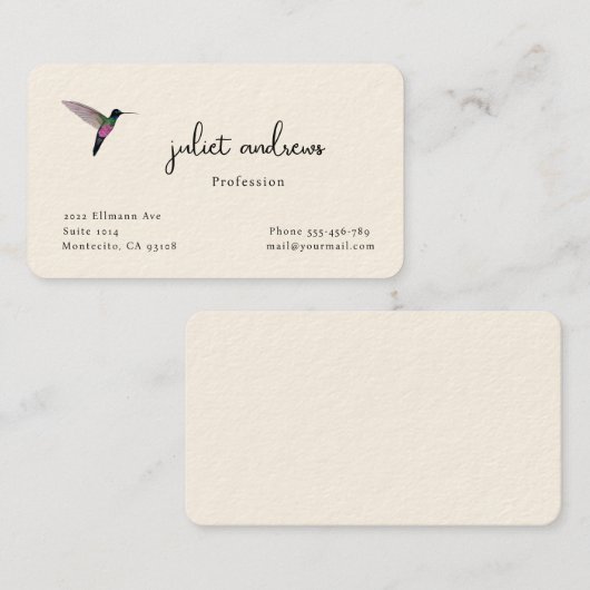 Hummingvogel Visitenkarte (Vorne/Hinten)
