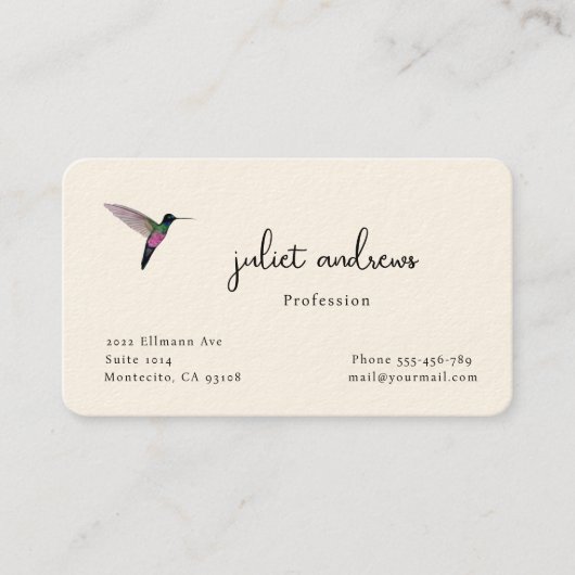 Hummingvogel Visitenkarte (Vorderseite)
