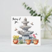 Hummingvögel | Wasserbrunnen | BLUME Feiertagskarte (Stehend Vorderseite)