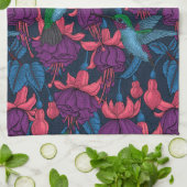 Hummingvogelgarten lila und blau geschirrtuch (Gefaltet)