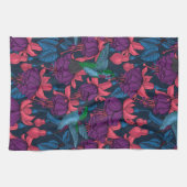 Hummingvogelgarten lila und blau geschirrtuch (Horizontal)