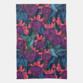 Hummingvogelgarten lila und blau geschirrtuch (Vertikal)