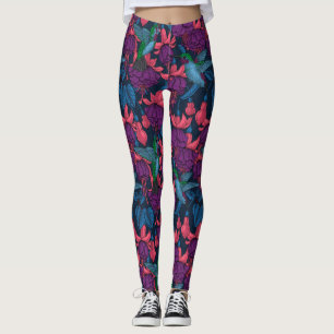 Hummingvogelgarten lila und blau leggings