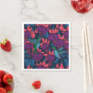 Hummingvogelgarten lila und blau serviette