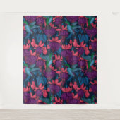 Hummingvogelgarten lila und blau wandteppich (Vorderseite)