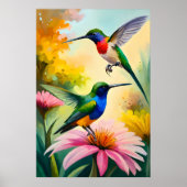 Hummingvogelmalerei: Paare tanzen unter Blume Poster (Vorne)