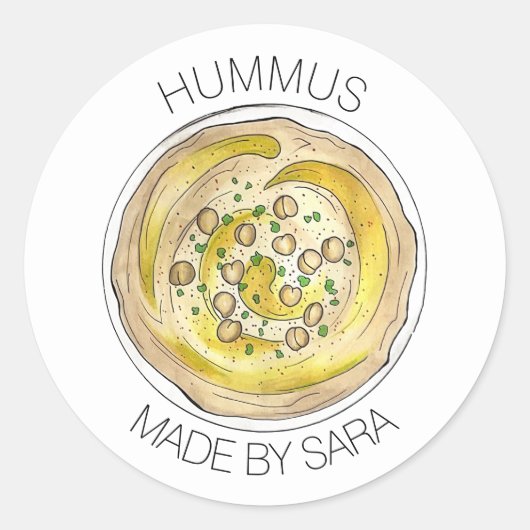 Hummus Houmous Dip hausgemachte aus der Küche von Runder Aufkleber (Vorderseite)