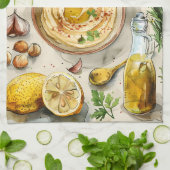 Hummus-Rezeptur: Arabisch Bio Lebensmittel Geschirrtuch (Gefaltet)