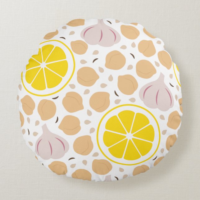 Hummus Round Pillow Rundes Kissen (Vorderseite)