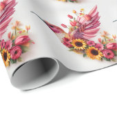 Hummvogel, der mit Blume fliegt Geschenkpapier (Rolleneckpunkt)