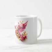Hummvogel, der mit Blume fliegt Kaffeetasse (VorderseiteRechts)