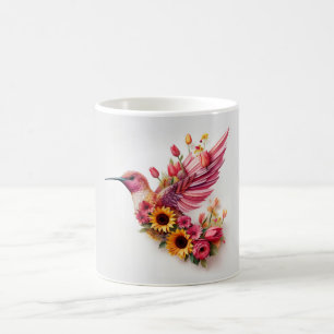 Hummvogel, der mit Blume fliegt Kaffeetasse