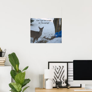Humor Baby Bock Schnee Blau Baby Schaukel Poster