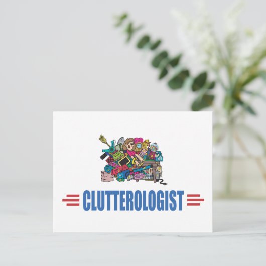 Humor Clutter Postkarte (Stehend Vorderseite)