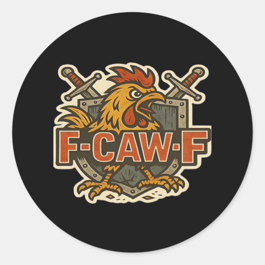Humor Crow Funny Gothic F-Caw-F Runder Aufkleber (Vorderseite)