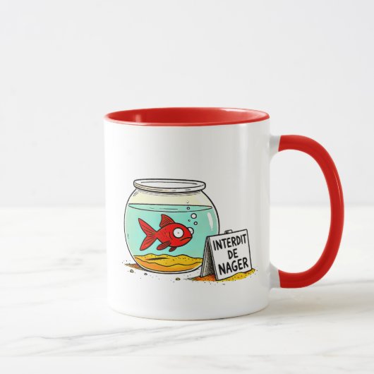Humor: Ein Goldfisch in seinem Glas. Tasse (Rechts)